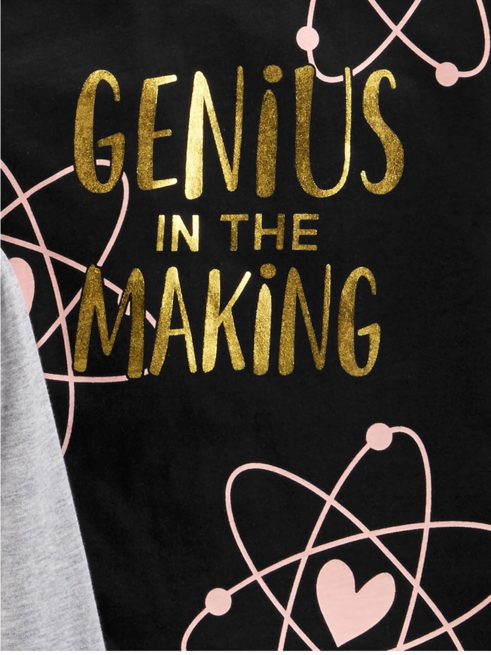 Girls "Genius in the Making" 100% Cotton Black & Pink Graphic Top Size 5T